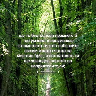 Picture 05 - Битие 22:17 BULG - ще те благословя премного - Bible Verse Picture