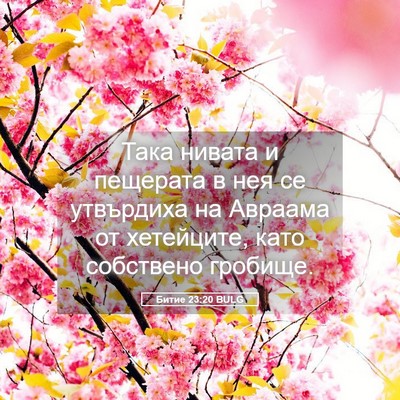 Picture 05 - Битие 23:20 BULG - Така нивата и пещерата в - Bible Verse Picture