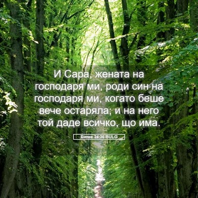 Picture 05 - Битие 24:36 BULG - И Сара, жената на господаря - Bible Verse Picture