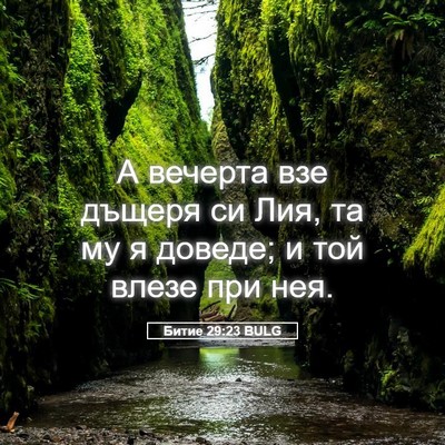 Picture 05 - Битие 29:23 BULG - А вечерта взе дъщеря си - Bible Verse Picture