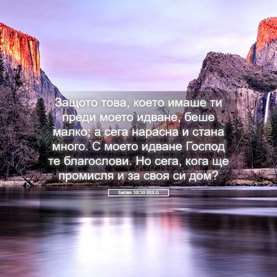 Picture 05 - Битие 30:30 BULG - Защото това, което имаше ти - Bible Verse Picture