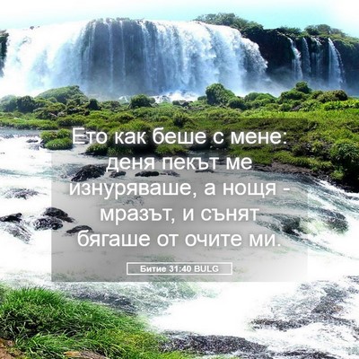 Picture 05 - Битие 31:40 BULG - Ето как беше с мене: деня - Bible Verse Picture