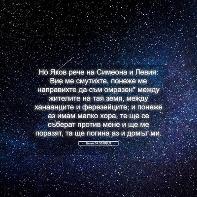 Picture 05 - Битие 34:30 BULG - Но Яков рече на Симеона и - Bible Verse Picture