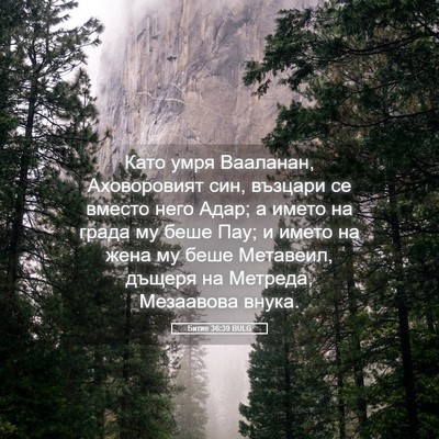 Picture 05 - Битие 36:39 BULG - Като умря Вааланан, - Bible Verse Picture