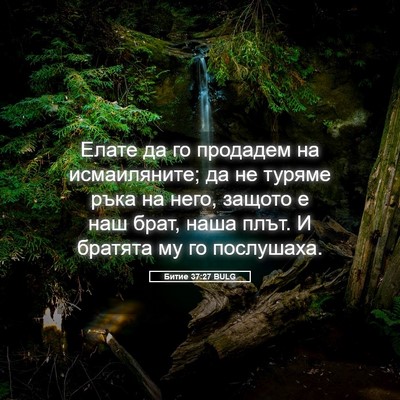 Picture 05 - Битие 37:27 BULG - Елате да го продадем на - Bible Verse Picture