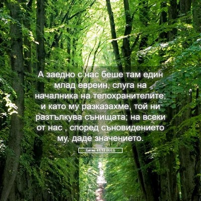 Picture 05 - Битие 41:12 BULG - А заедно с нас беше там - Bible Verse Picture