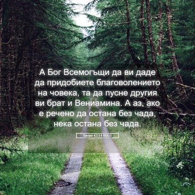 Picture 05 - Битие 43:14 BULG - А Бог Всемогъщи да ви даде - Bible Verse Picture