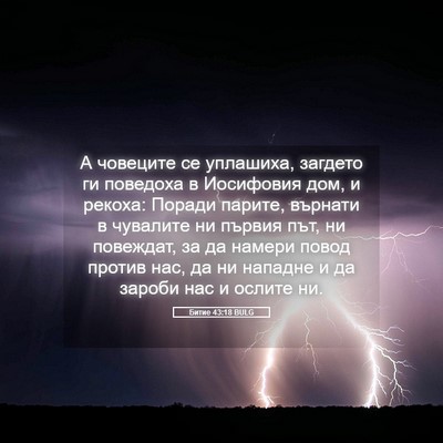 Picture 05 - Битие 43:18 BULG - А човеците се уплашиха, - Bible Verse Picture