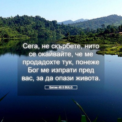 Picture 05 - Битие 45:5 BULG - Сега, не скърбете, нито се - Bible Verse Picture