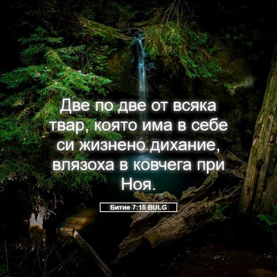 Picture 05 - Битие 7:15 BULG - Две по две от всяка твар, - Bible Verse Picture