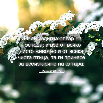 Picture 05 - Битие 8:20 BULG - И Ной издигна олтар на - Bible Verse Picture