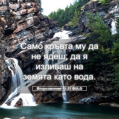 Picture 05 - Второзаконие 15:23 BULG - Само кръвта му да не ядеш; - Bible Verse Picture