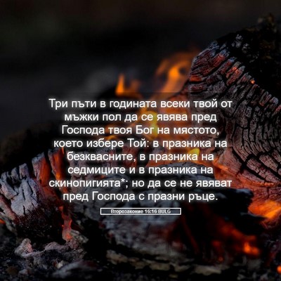 Picture 05 - Второзаконие 16:16 BULG - Три пъти в годината всеки - Bible Verse Picture