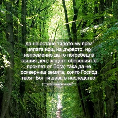 Picture 05 - Второзаконие 21:23 BULG - да не остане тялото му през - Bible Verse Picture