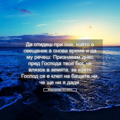 Picture 05 - Второзаконие 26:3 BULG - Да отидеш при оня, който е - Bible Verse Picture