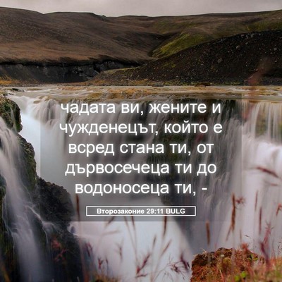 Picture 05 - Второзаконие 29:11 BULG - чадата ви, жените и - Bible Verse Picture