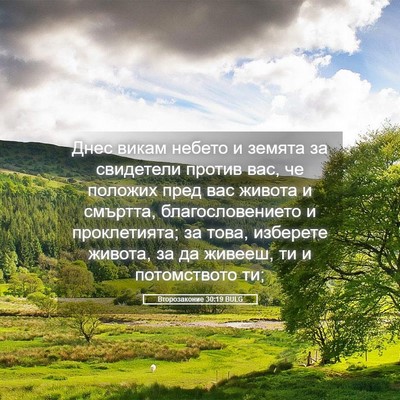 Picture 05 - Второзаконие 30:19 BULG - Днес викам небето и земята - Bible Verse Picture