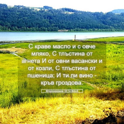 Picture 05 - Второзаконие 32:14 BULG - С краве масло и с овче - Bible Verse Picture