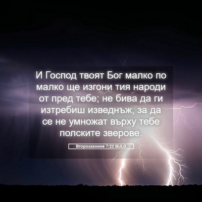 Picture 05 - Второзаконие 7:22 BULG - И Господ твоят Бог малко по - Bible Verse Picture