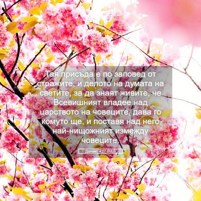 Picture 05 - Данаил 4:17 BULG - Тая присъда е по заповед от - Bible Verse Picture