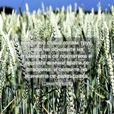 Picture 05 - Деяния 16:26 BULG - внезапно стана голям трус, - Bible Verse Picture