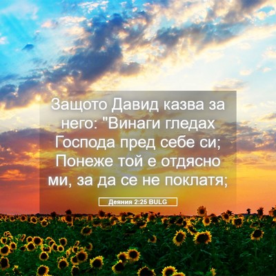 Picture 05 - Деяния 2:25 BULG - Защото Давид казва за него: - Bible Verse Picture