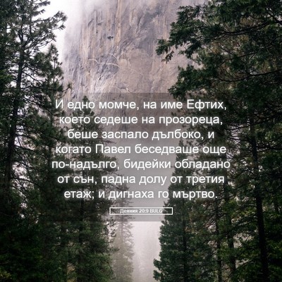 Picture 05 - Деяния 20:9 BULG - И едно момче, на име Ефтих, - Bible Verse Picture