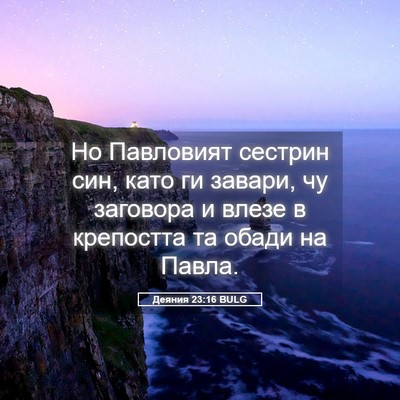 Picture 05 - Деяния 23:16 BULG - Но Павловият сестрин син, - Bible Verse Picture