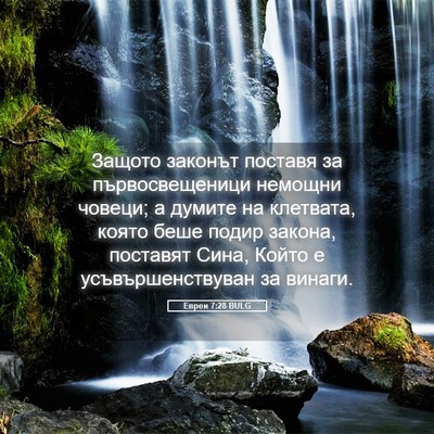 Picture 05 - Евреи 7:28 BULG - Защото законът поставя за - Bible Verse Picture