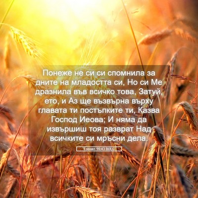 Picture 05 - Езекил 16:43 BULG - Понеже не си си спомнила за - Bible Verse Picture