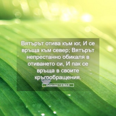 Picture 05 - Еклесиаст 1:6 BULG - Вятърът отива към юг, И се - Bible Verse Picture