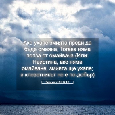 Picture 05 - Еклесиаст 10:11 BULG - Ако ухапе змията преди да - Bible Verse Picture