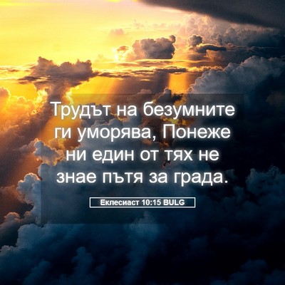 Picture 05 - Еклесиаст 10:15 BULG - Трудът на безумните ги - Bible Verse Picture