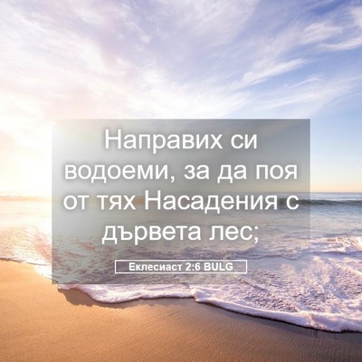 Picture 05 - Еклесиаст 2:6 BULG - Направих си водоеми, за да - Bible Verse Picture