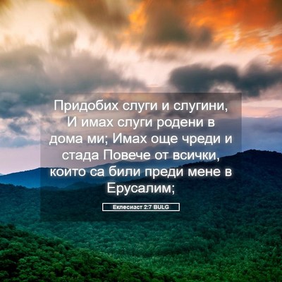 Picture 05 - Еклесиаст 2:7 BULG - Придобих слуги и слугини, И - Bible Verse Picture