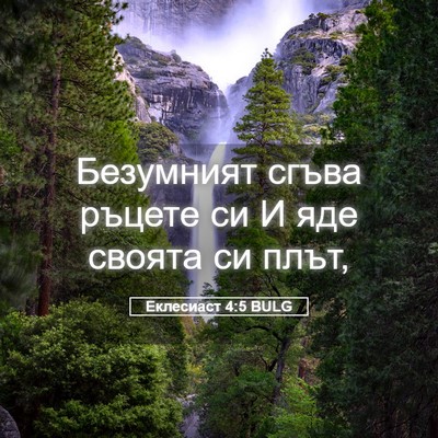 Picture 05 - Еклесиаст 4:5 BULG - Безумният сгъва ръцете си - Bible Verse Picture