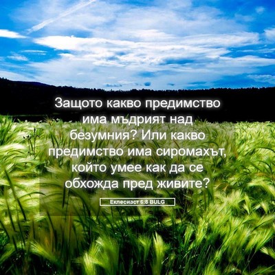 Picture 05 - Еклесиаст 6:8 BULG - Защото какво предимство - Bible Verse Picture