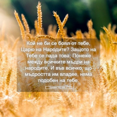 Picture 05 - Еремия 10:7 BULG - Кой не би се боял от тебе, - Bible Verse Picture