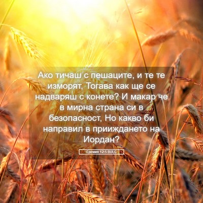 Picture 05 - Еремия 12:5 BULG - Ако тичаш с пешаците, и те - Bible Verse Picture