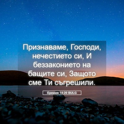Picture 05 - Еремия 14:20 BULG - Признаваме, Господи, - Bible Verse Picture