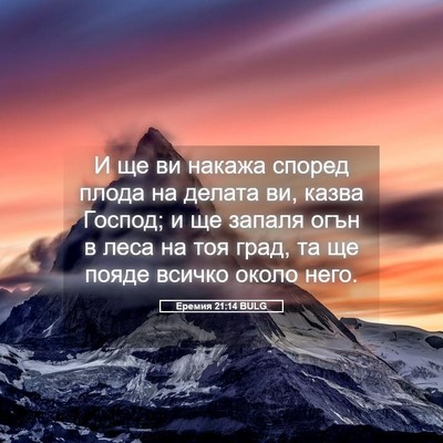 Picture 05 - Еремия 21:14 BULG - И ще ви накажа според плода - Bible Verse Picture