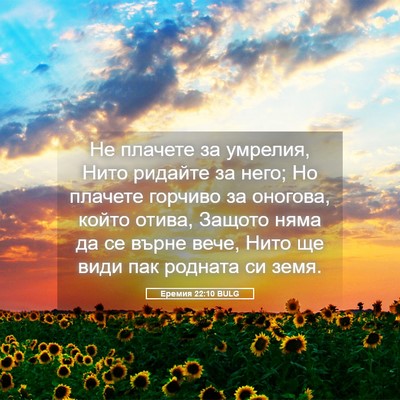 Picture 05 - Еремия 22:10 BULG - Не плачете за умрелия, Нито - Bible Verse Picture