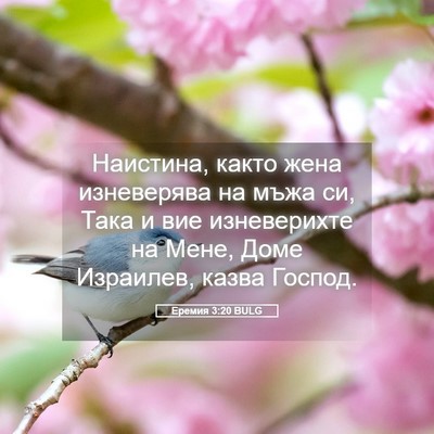 Picture 05 - Еремия 3:20 BULG - Наистина, както жена - Bible Verse Picture
