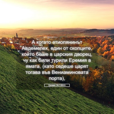 Picture 05 - Еремия 38:7 BULG - А когато етиопянинът - Bible Verse Picture