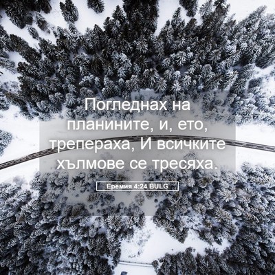 Picture 05 - Еремия 4:24 BULG - Погледнах на планините, и, - Bible Verse Picture