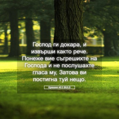 Picture 05 - Еремия 40:3 BULG - Господ ги докара, и извърши - Bible Verse Picture
