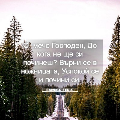 Picture 05 - Еремия 47:6 BULG - О, мечо Господен, До кога не - Bible Verse Picture