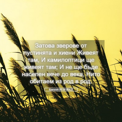 Picture 05 - Еремия 50:39 BULG - Затова зверове от - Bible Verse Picture