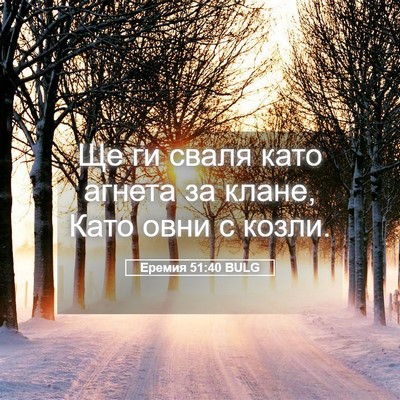 Picture 05 - Еремия 51:40 BULG - Ще ги сваля като агнета за - Bible Verse Picture