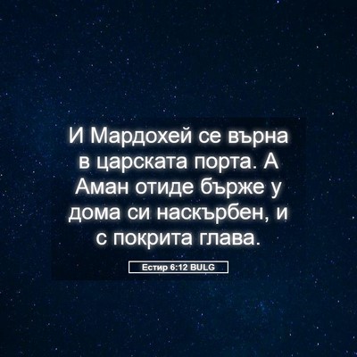 Picture 05 - Естир 6:12 BULG - И Мардохей се върна в - Bible Verse Picture